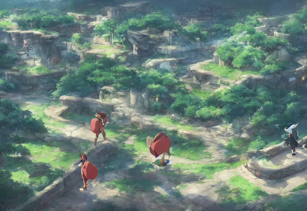 Prompt: pokemon as an open-world videogame, concept art, makoto shinkai