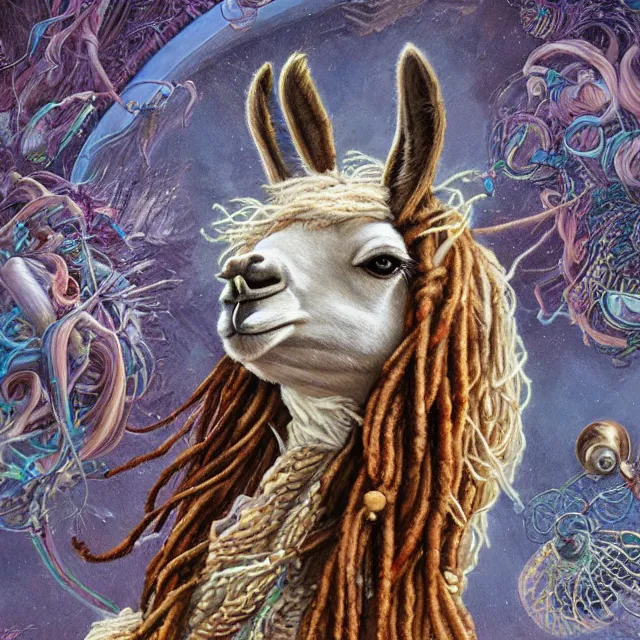 Image similar to llama with dreadlocks, by mandy jurgens, ernst haeckel, by hsiao, james jean