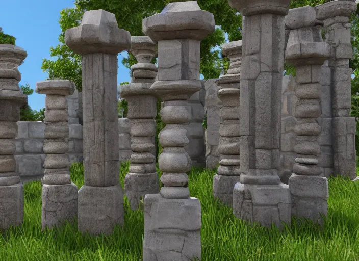 Prompt: stone pillars, megascans, game assets, 3 d assets, unreal engine