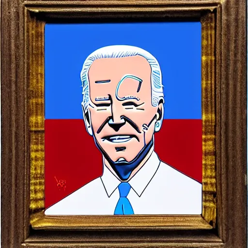 Image similar to A portrait of Joe Biden, Enameling