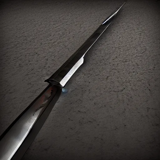 Image similar to generate a sharp fine sword, well worked, rusty, edge rusty, dark, tint, post denoised, 4 k textured, macro zoom, dynamic lighting