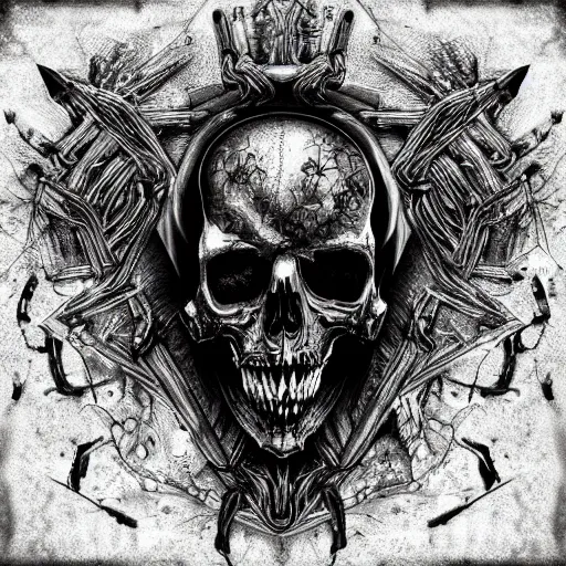 Image similar to HD intricate details fine line gothic grunge style death-metal horrorcore albumcover digital art trending on artstation