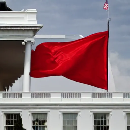 Image similar to photo of red flag waving over White House