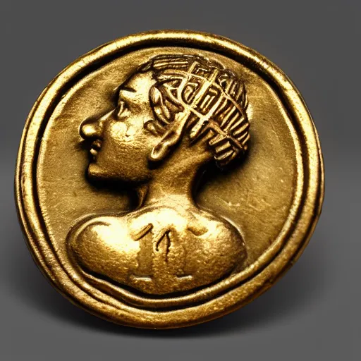 Prompt: medieval coin pin up, 4 k, studio lighting, flickr