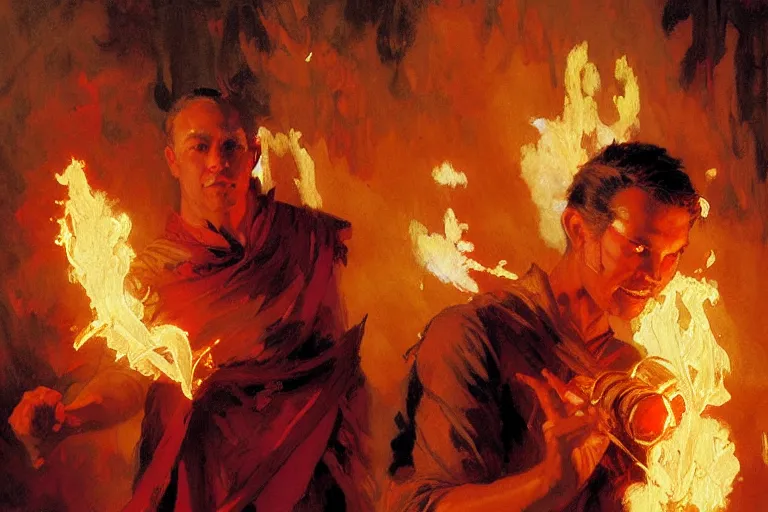 Prompt: fire bender, painting by gaston bussiere, craig mullins, j. c. leyendecker