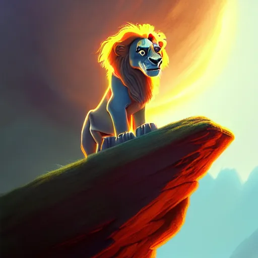 Prompt: portrait of doc brown, riding!!!!!!!!!!!!!!!!!!!!!!, on lion king like on a horse, disney animation, sharp, illustration, sharp, fanart, anime key art by greg rutkowski, bloom, dramatic lighting sharp focus, cinematic, artbook, smooth, centered