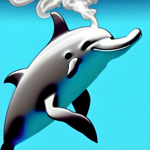 Image similar to a dolphin smoking weed and getting high