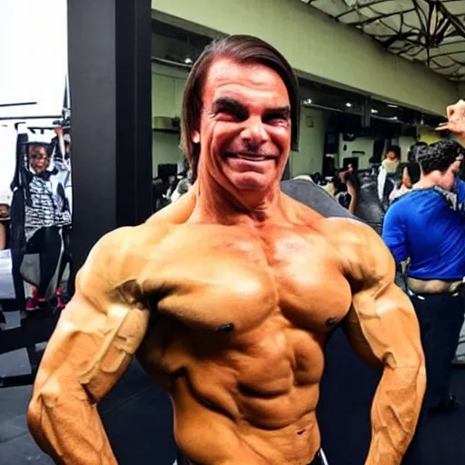 Prompt: bodybuilder bolsonaro posing