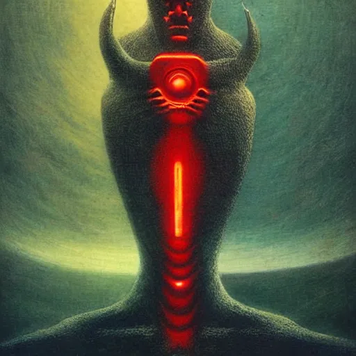 Image similar to ultraman vs chtulhu by beksinski and tristan eaton, dark neon trimmed beautiful dystopian digital art