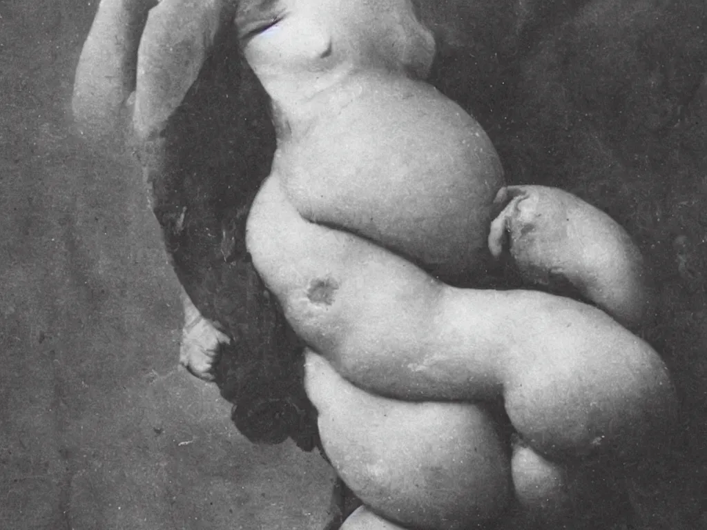 Image similar to a pregnant person, with horse hooves bursting from their belly