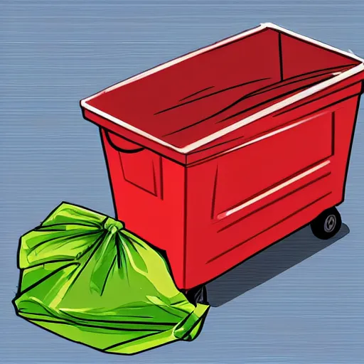 Prompt: throw garbage bag into container, guide, how-to, realistic, digital illustration