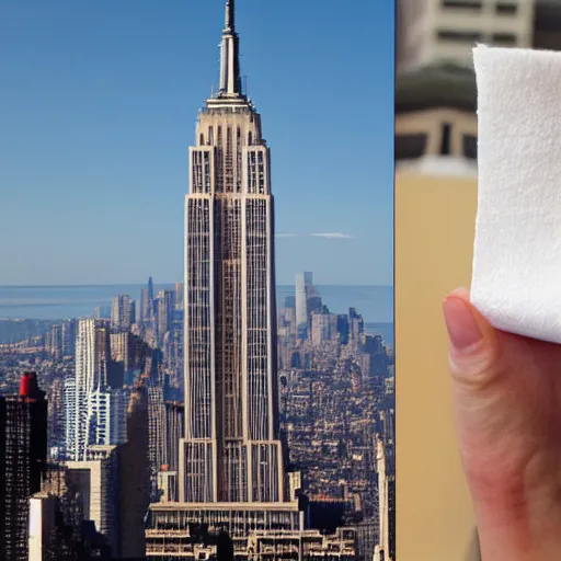 Image similar to paper towel falling off the empire state building