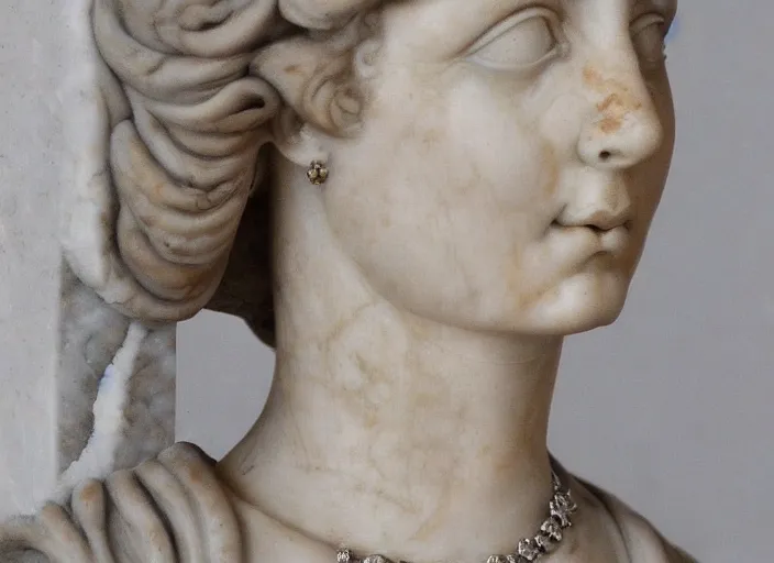 Prompt: stunning marble portrait of a beautiful empress