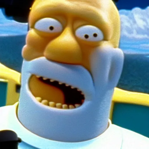 Prompt: cinematic film still of Homer Simpson in the movie JAWS, high detail