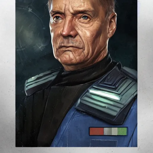 Image similar to portrait of a man by greg rutkowski, old admiral jagged fel, star wars expanded universe, he is about 6 0 years old, wearing uniform of the galactic alliance navy, highly detailed portrait, digital painting, artstation, concept art, smooth, sharp foccus ilustration, artstation hq
