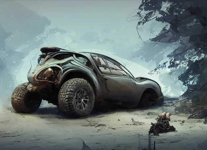 Image similar to a beautiful concept design of an old car converted into offroad sport. car design by cory loftis, fenghua zhong, ryohei hase, ismail inceoglu and ruan jia, henrik fisker and bruce kaiser and scott robertson and dmitry mazurkevich and doruk erdem and jon sibal, volumetric light.