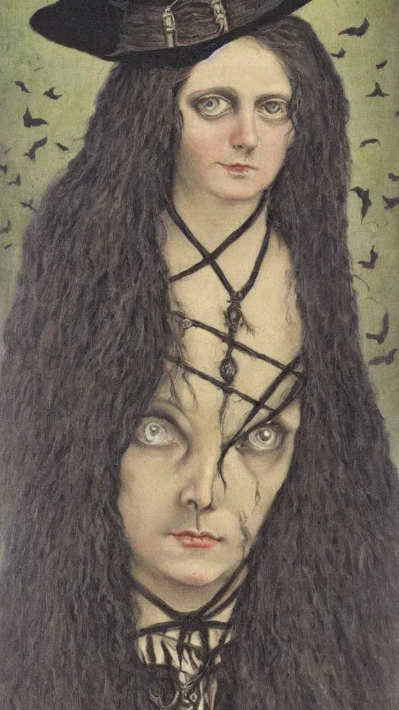 Prompt: witch with haunting eyes, victorian painting