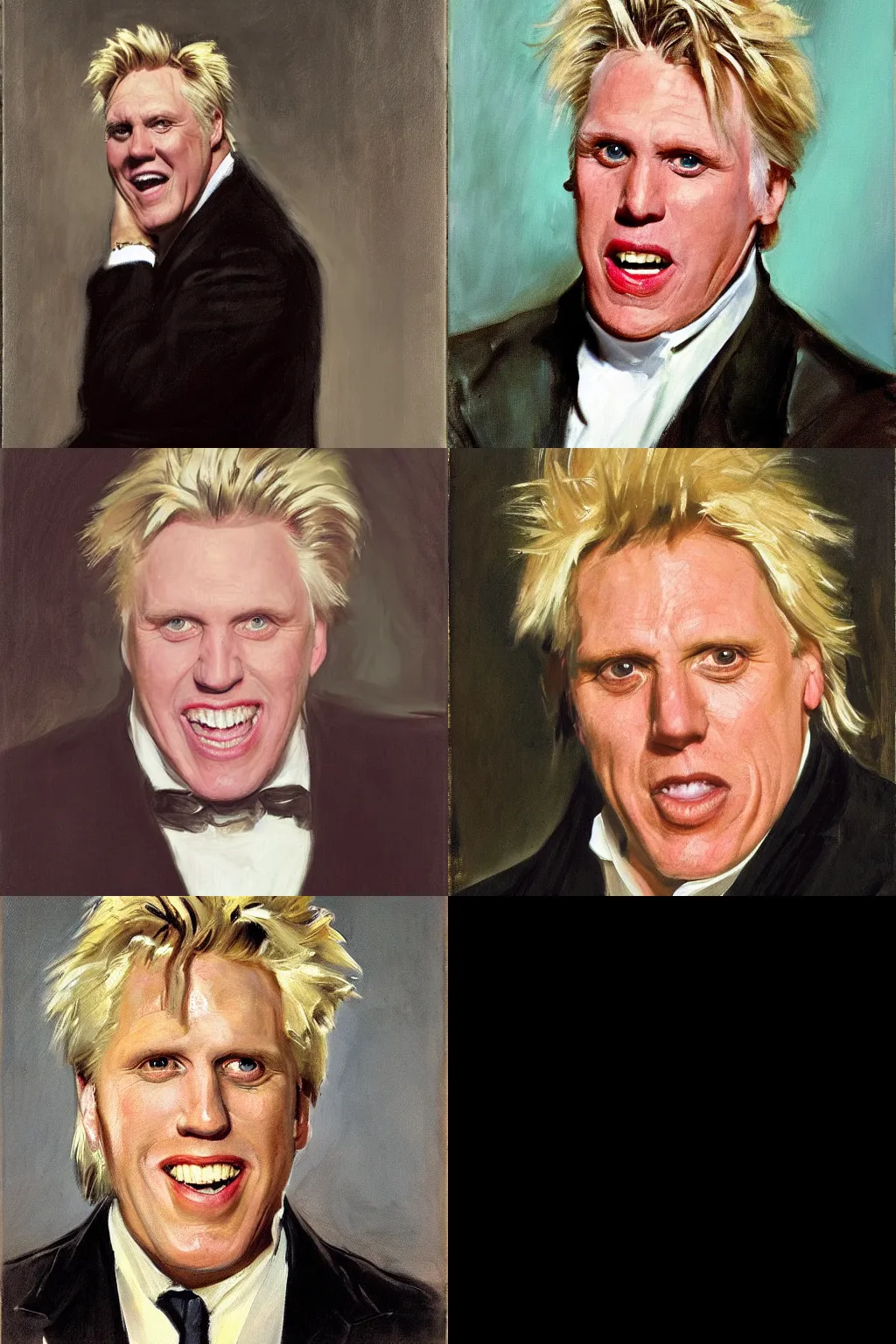 Prompt: a portrait of gary busey by john singer sargent