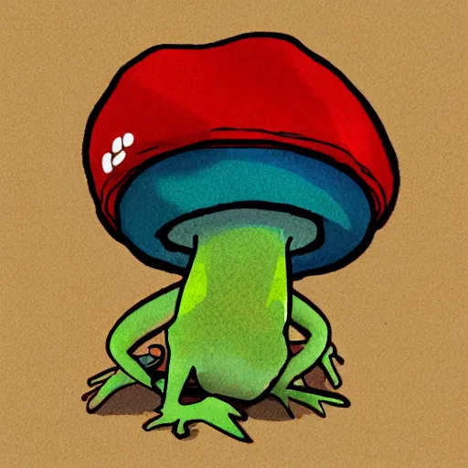 Prompt: aesthetic mushroom frog, stylized