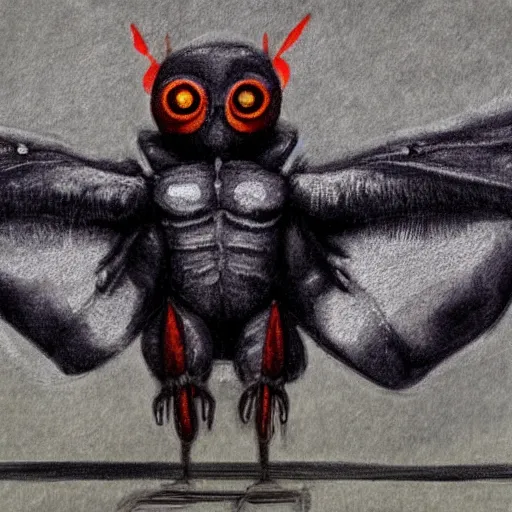 Image similar to mothman at airport, high detail, scary