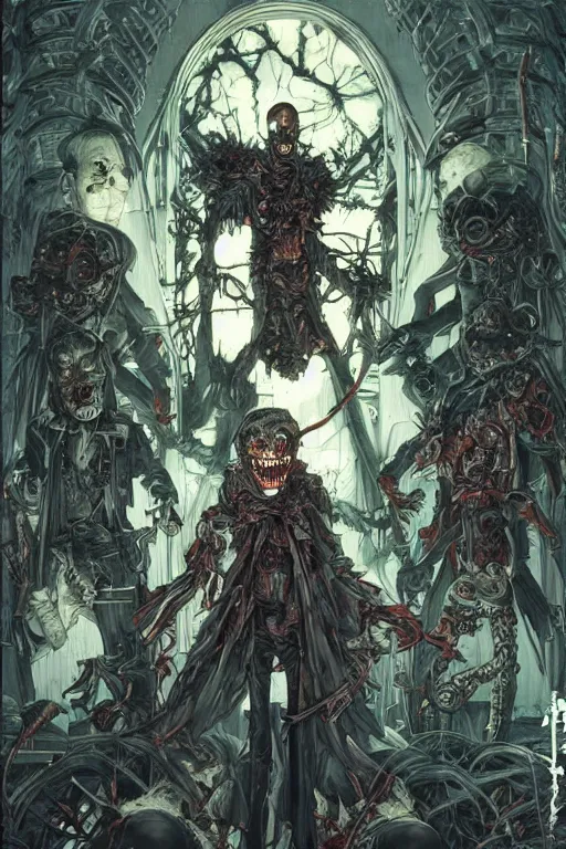 Image similar to portrait of an isekai fallout ghoul, symmetrical, by yoichi hatakenaka, masamune shirow, josan gonzales and dan mumford, ayami kojima, takato yamamoto, barclay shaw, karol bak, yukito kishiro