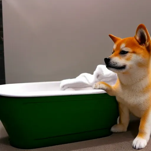 Image similar to Shiba inu puppy takes a bath