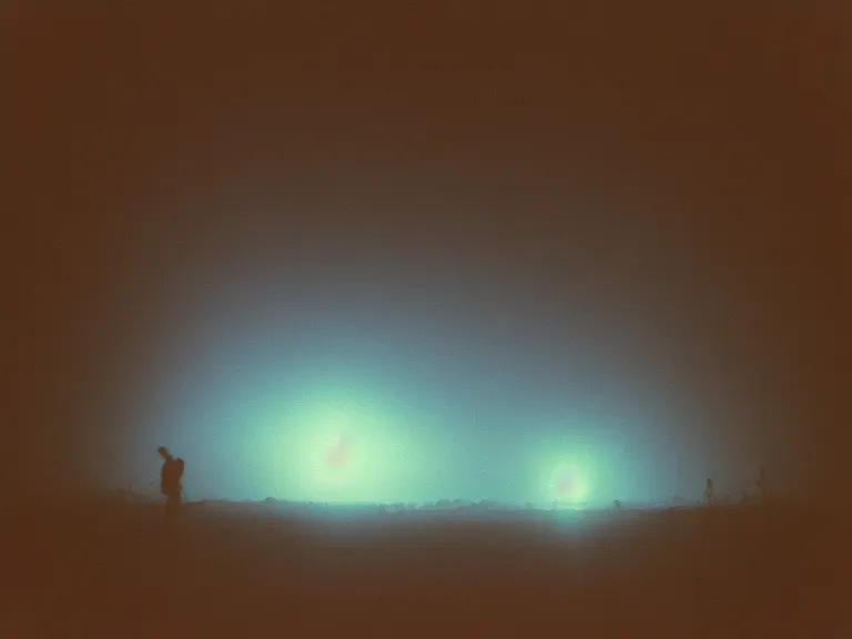 Image similar to fujifilm velvia 1 0 0 film photograph of vagrant at night volumetric fog