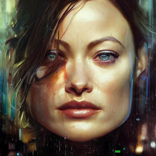 Prompt: olivia wilde, hyperrealistic portrait, bladerunner street, art of elysium by jeremy mann and alphonse mucha, fantasy art, photo realistic, dynamic lighting, artstation, poster, volumetric lighting, very detailed face, 4 k, award winning