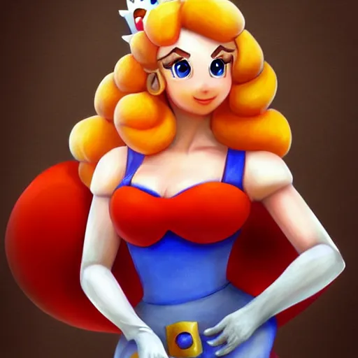 Image similar to princess peach in super marios overall, fantasy art, highly detailed, trending on artstation, tony sart