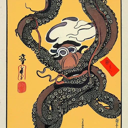 Image similar to octopus woman ukiyo - e style,