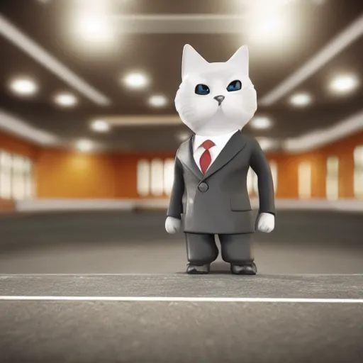 Image similar to octane render, 8 k, perfect readability, a business cat leader of a political party