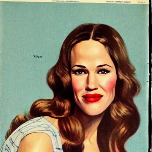 Image similar to “Jennifer Garner portrait, color vintage magazine illustration 1950”