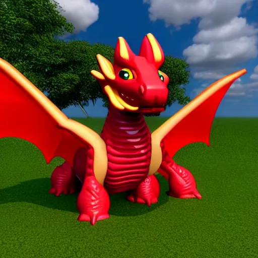 Prompt: an inflatable dragon is standing in the air, a character portrait by toyen, polycount, plasticien, rendered in maya, daz 3 d, 3 d