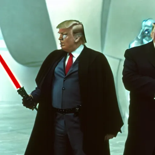 Image similar to still of richard nixon and donald trump as master and apprentice sith lords, star wars : the phantom menace ( episode i )