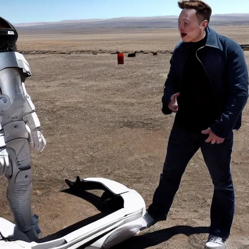 Prompt: elon musk hanging out with aliens