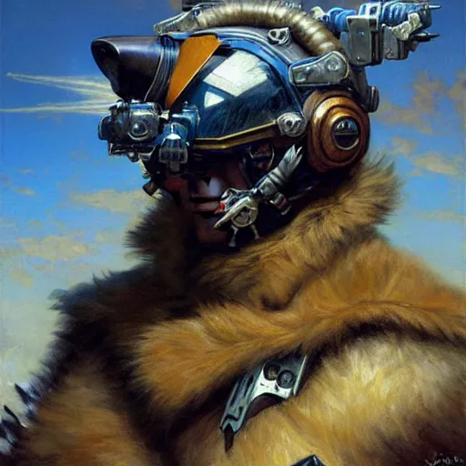 Image similar to a portrait of a wolf dogman canine star pilot. highly detailed painting by gaston bussiere, craig mullins, j. c. leyendecker, furry