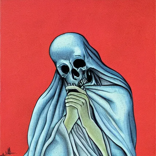 Prompt: death is looking for me, meaningful, abstract, illustration, metaphoric, painting