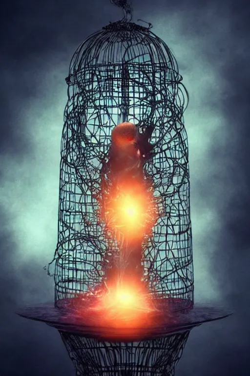 Prompt: Blackhole in a Claw-shaped Cage, atmospheric, digital art, fantasy, magic, arcane, volumetric lighting, illustration, realistic