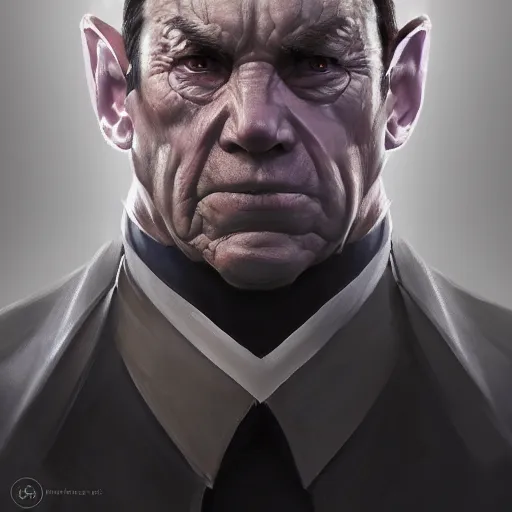 Image similar to an evil Francois Legault, made by Stanley Artgerm Lau, WLOP, Rossdraws, ArtStation, CGSociety, concept art, cgsociety, octane render, trending on artstation, artstationHD, artstationHQ, unreal engine, 4k, 8k,