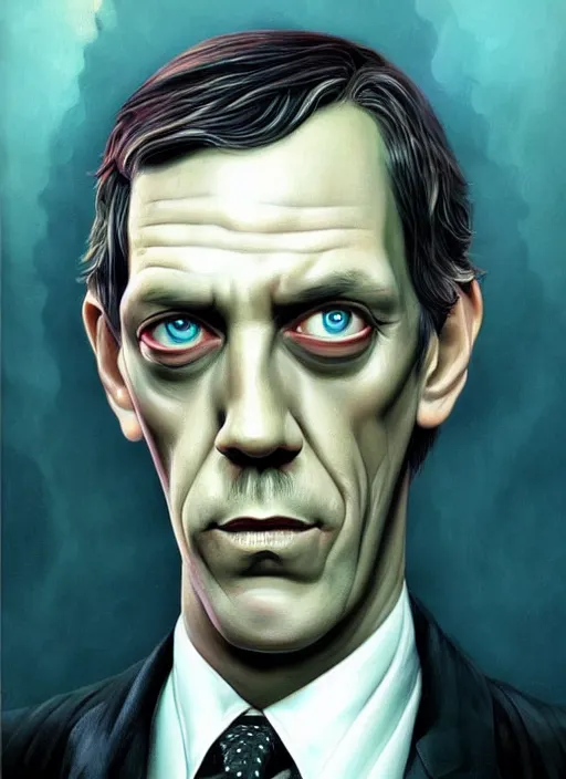 Image similar to lovecraft lovecraftian portrait of hugh laurie, pixar style, by tristan eaton stanley artgerm and tom bagshaw.