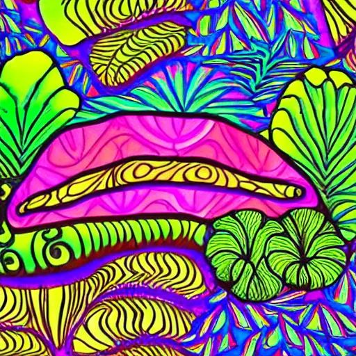Image similar to psychedelic trippy couch in jungle, garden, hippy art, wavy, 7 0 s vibes