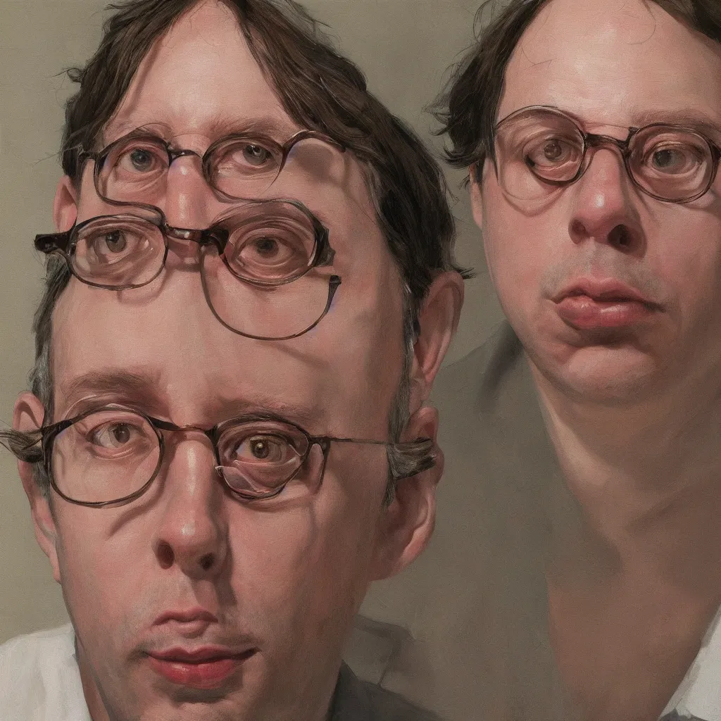 Prompt: high quality high detail painting of todd solondz portrait by lucian freud and kuvshinov ilya, hd, photorealistic lighting
