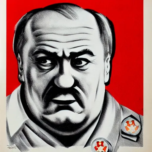 Image similar to communist clown portrait, soviet propaganda style, poster, putin