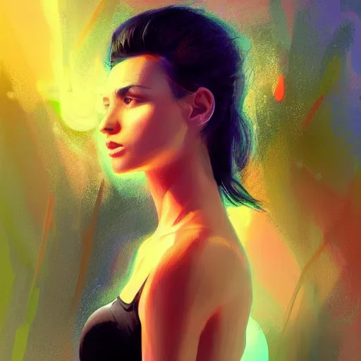 Prompt: electric woman, cute - fine - face, pretty face, oil slick hair, realistic shaded perfect face, extremely fine details, realistic shaded lighting, dynamic background, artgerm, 8 k ultra realistic, highly detailed, art by sylvain sarrailh, alena aenami, jeremy lipkin, michael garmash, ando tadao, kan liu