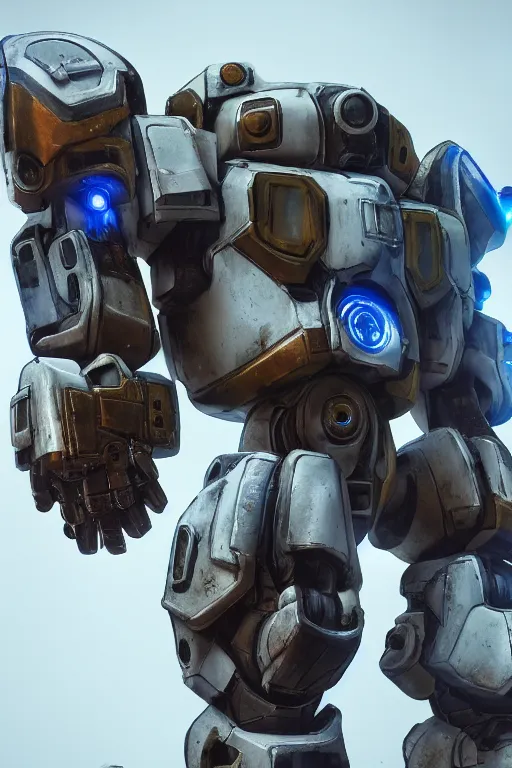 Image similar to mechwarrior 5 : mercenaries mech megaman transformer robot boss tank engine game octane render, 4 k, hd 2 0 2 2 3 d cgi rtx hdr style chrome reflexion glow fanart, global illumination ray tracing hdr fanart arstation by ian pesty by jesper ejsing pixar and disney unreal zbrush central hardmesh