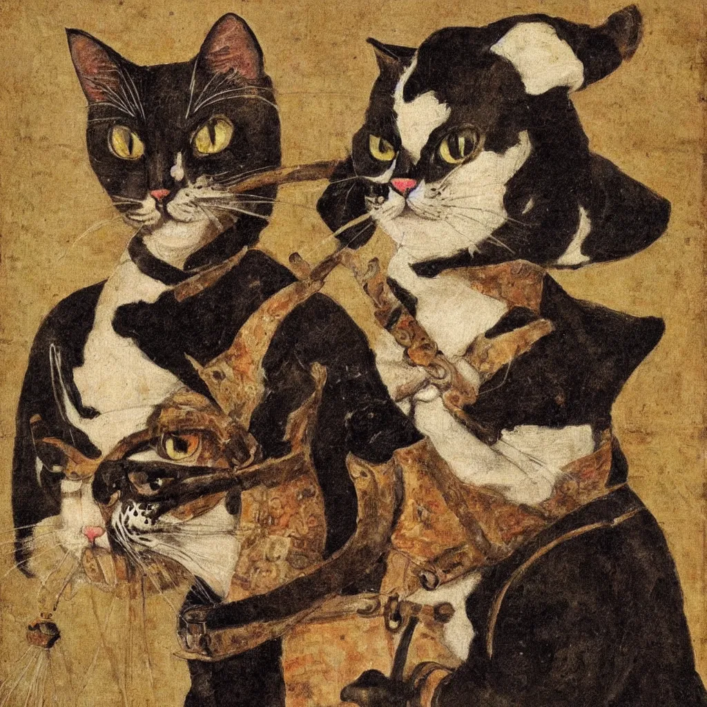 Image similar to portrait of a cat pirate , painting, 16th century