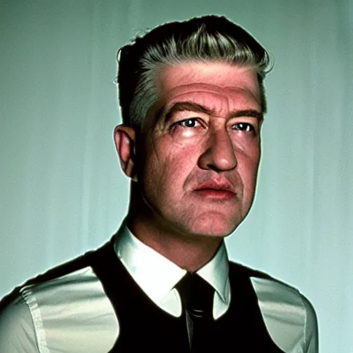 Prompt: the man with robot head, movie by david lynch