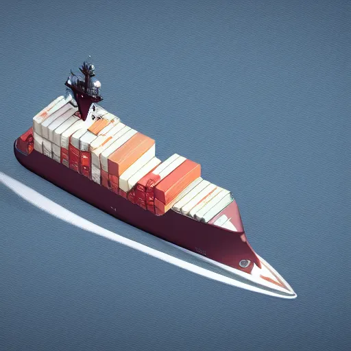 Prompt: isometric container ship, vray, cgsociety, artstation