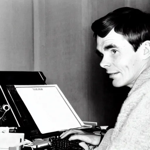 Prompt: alan turing with joan elisabeth lowther using a modern computer