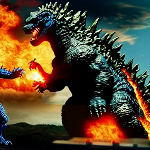 Prompt: Godzilla fighting Gypsy Danger